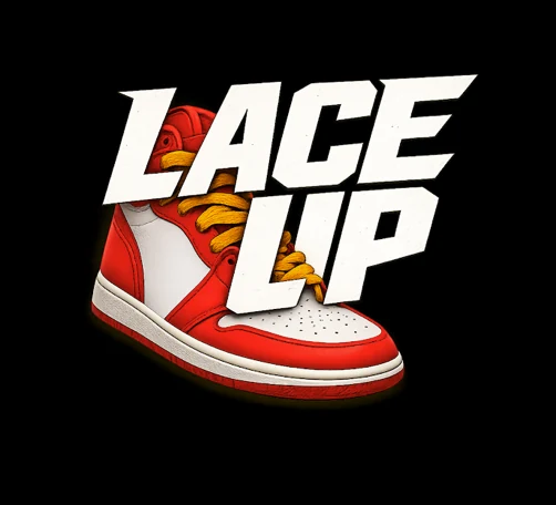 The LACE UP logo: a red and white high-top sneaker with yellow laces behind the words LACE UP in white capitals, on a black background.